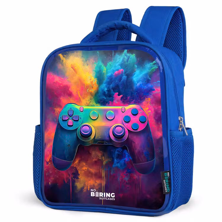 Kinderrugzak - Blauw - Game - Controller - Kleurrijk - Explosie — 7