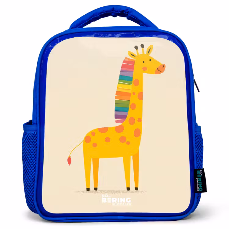 Kinderrugzak - Blauw - Giraffe - Dier - Kleurrijk — 1
