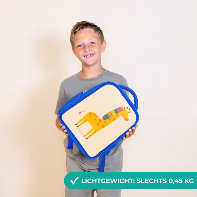 Kinderrugzak - Blauw - Giraffe - Dier - Kleurrijk — 2