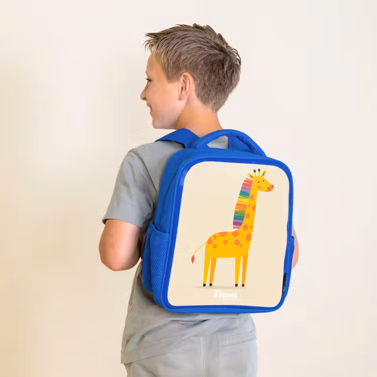 Kinderrugzak - Blauw - Giraffe - Dier - Kleurrijk — 3