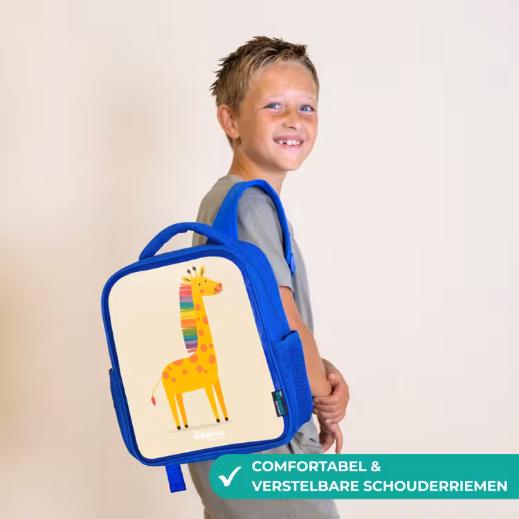 Kinderrugzak - Blauw - Giraffe - Dier - Kleurrijk — 4