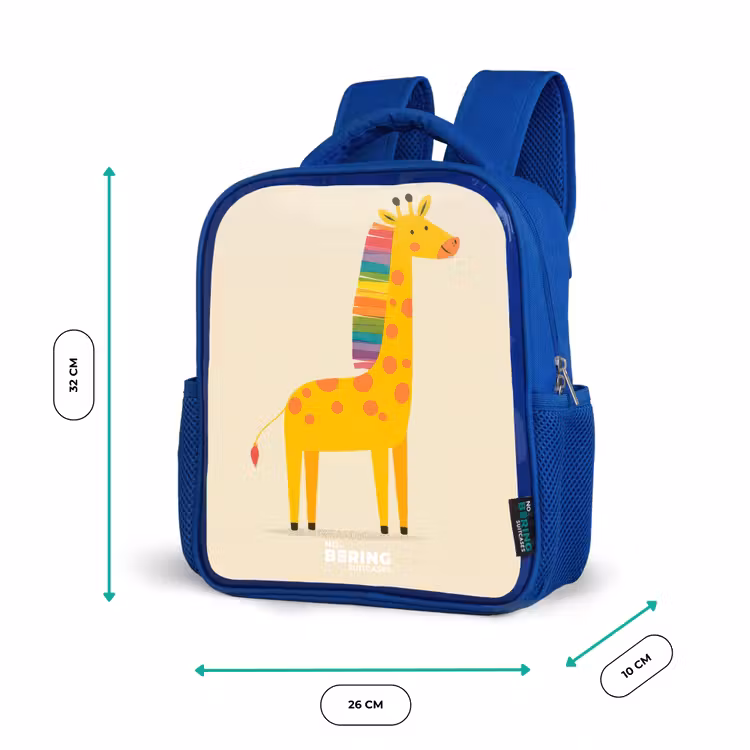 Kinderrugzak - Blauw - Giraffe - Dier - Kleurrijk — 5