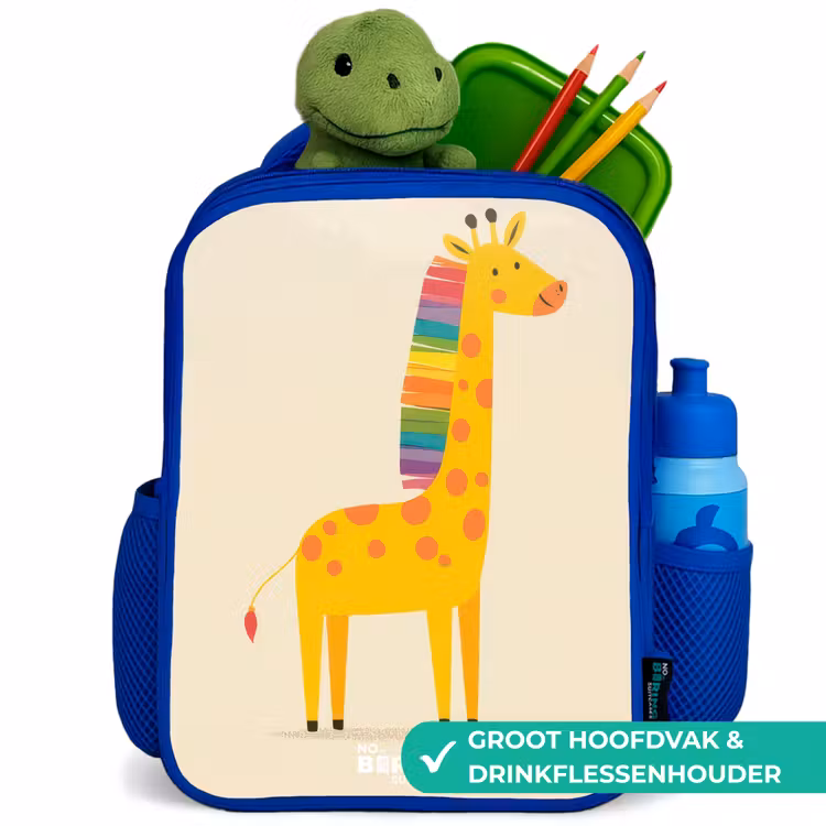 Kinderrugzak - Blauw - Giraffe - Dier - Kleurrijk — 6