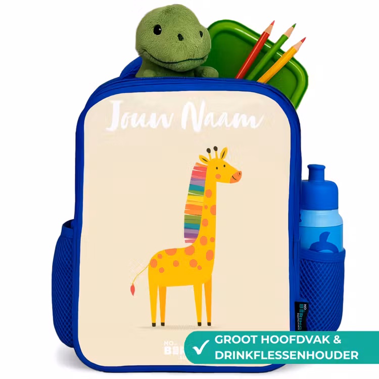 Kinderrugzak met naam - Blauw - Giraffe - Dier - Kleurrijk — 6