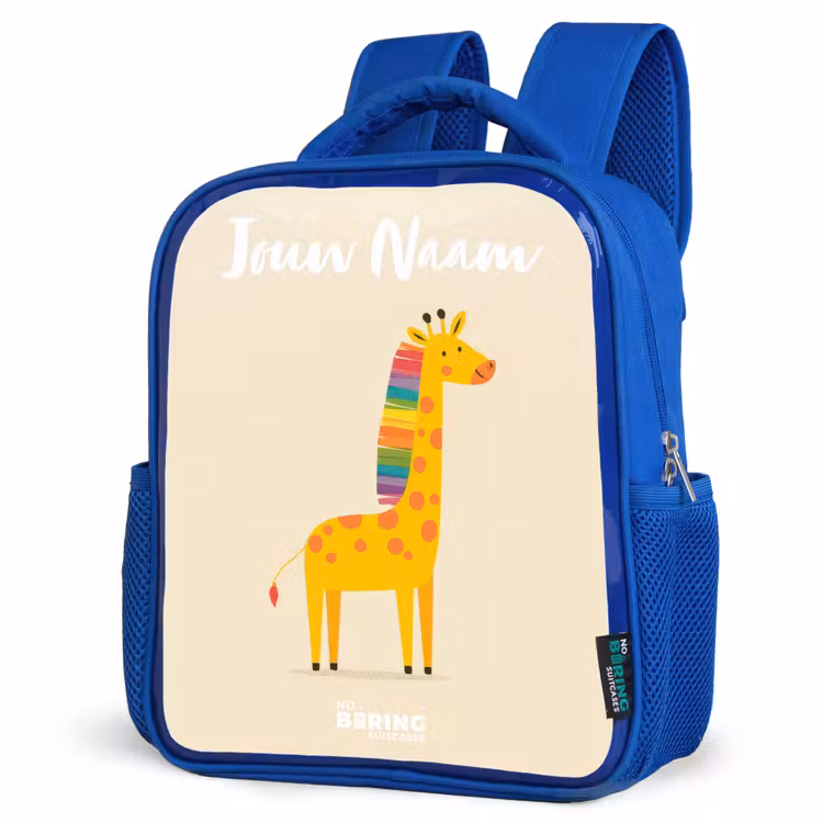 Kinderrugzak met naam - Blauw - Giraffe - Dier - Kleurrijk — 7