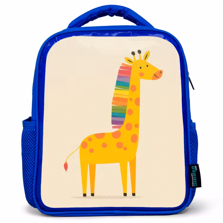 Kinderrugzak - Blauw - Giraffe - Regenboogmanen - Beige — 1