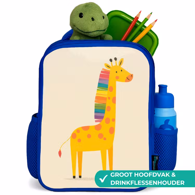 Kinderrugzak - Blauw - Giraffe - Regenboogmanen - Beige — 6
