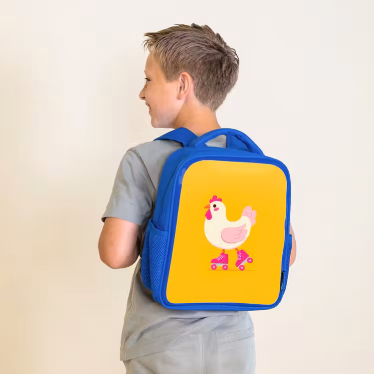 Kinderrugzak - Blauw - Kip - Rolschaatsen - Geel — 3