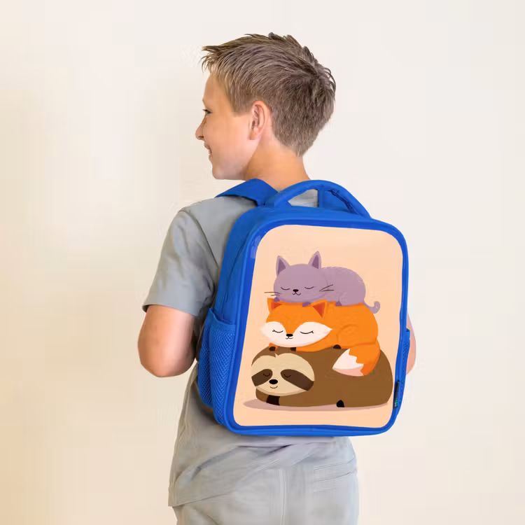 Kinderrugzak - Blauw - Luiaard - Vos - Kat - Slaperig — 3