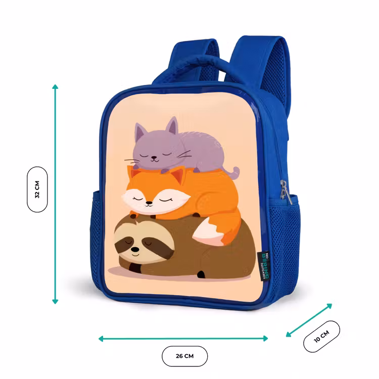 Kinderrugzak - Blauw - Luiaard - Vos - Kat - Slaperig — 5