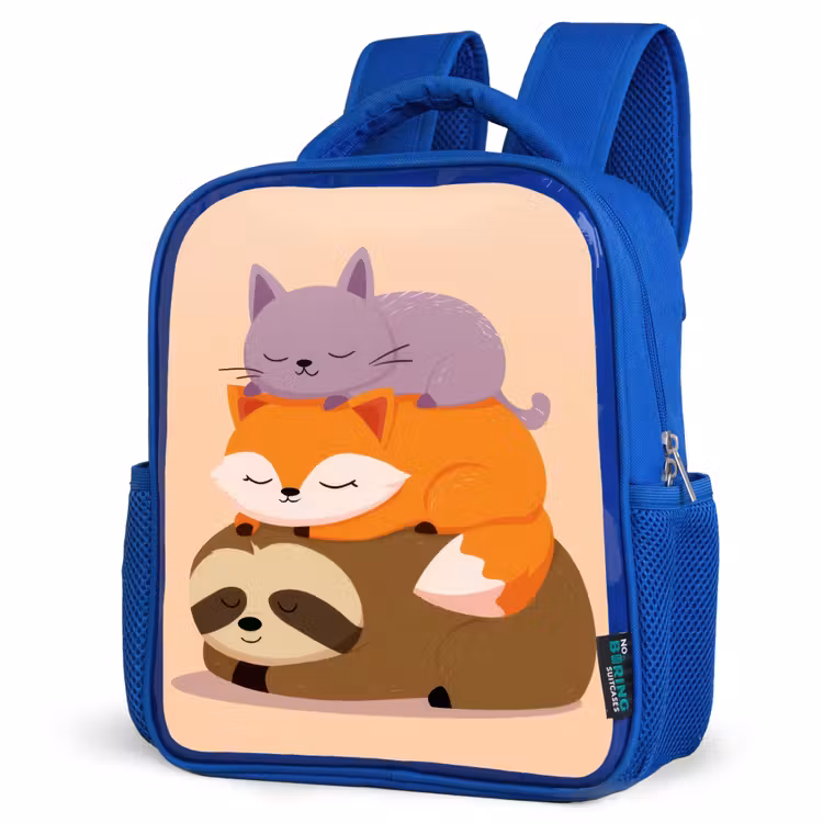 Kinderrugzak - Blauw - Luiaard - Vos - Kat - Slaperig — 7