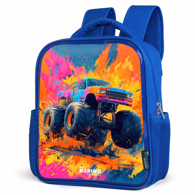 Kinderrugzak - Blauw - Monstertruck - Verfspatten - Kleurrijk - Explosie — 7
