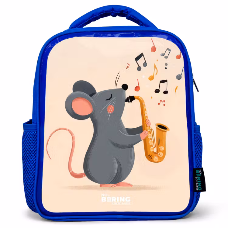 Kinderrugzak - Blauw - Muis - Saxofoon - Muziek — 1