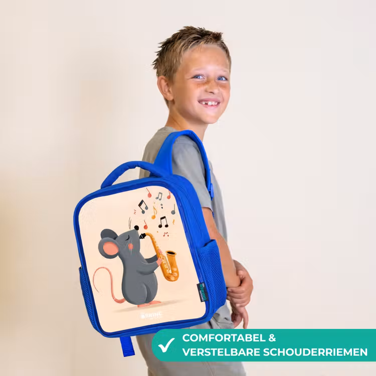 Kinderrugzak - Blauw - Muis - Saxofoon - Muziek — 4