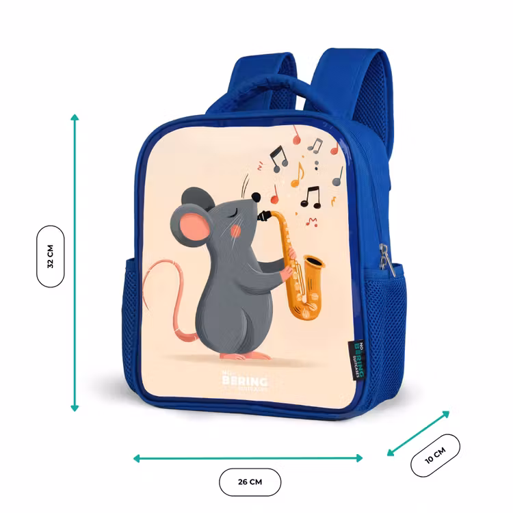 Kinderrugzak - Blauw - Muis - Saxofoon - Muziek — 5