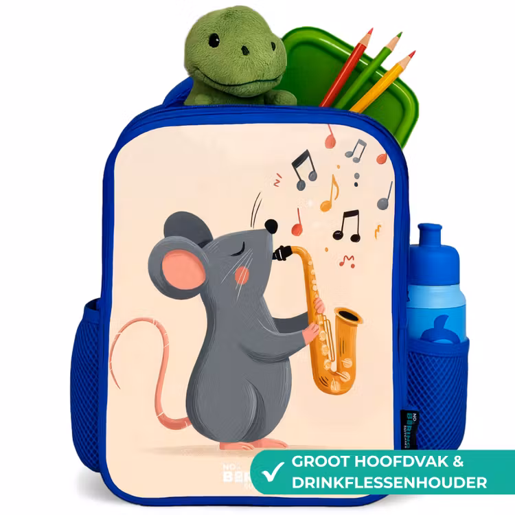 Kinderrugzak - Blauw - Muis - Saxofoon - Muziek — 6