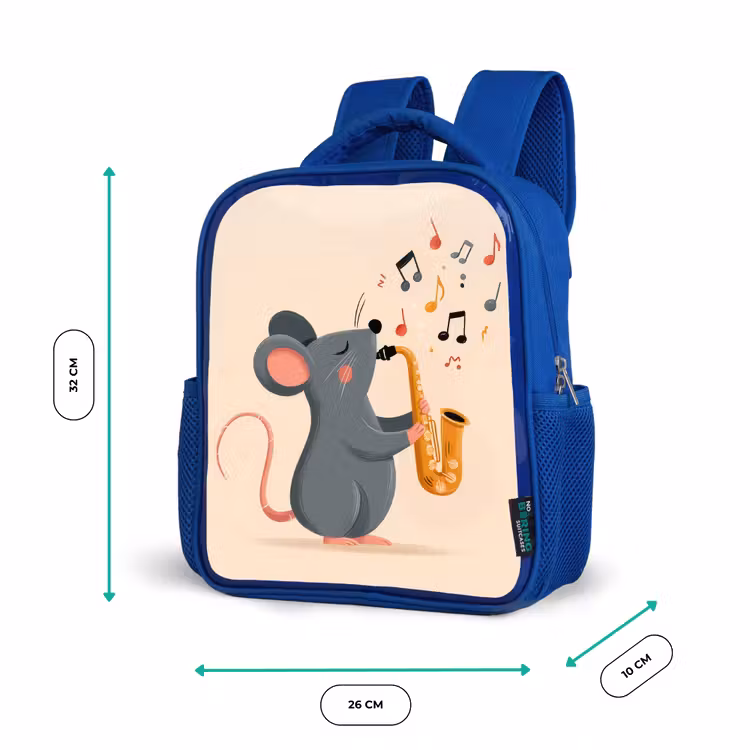Kinderrugzak - Blauw - Muis - Saxofoon - Muzieknoten — 5