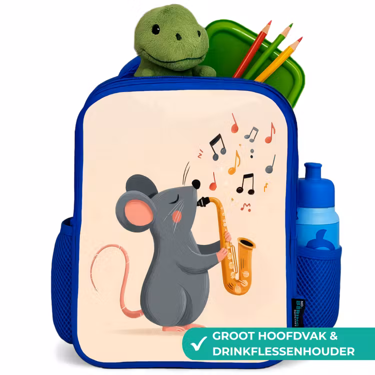 Kinderrugzak - Blauw - Muis - Saxofoon - Muzieknoten — 6