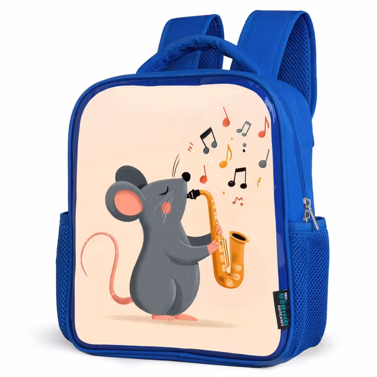 Kinderrugzak - Blauw - Muis - Saxofoon - Muzieknoten — 7