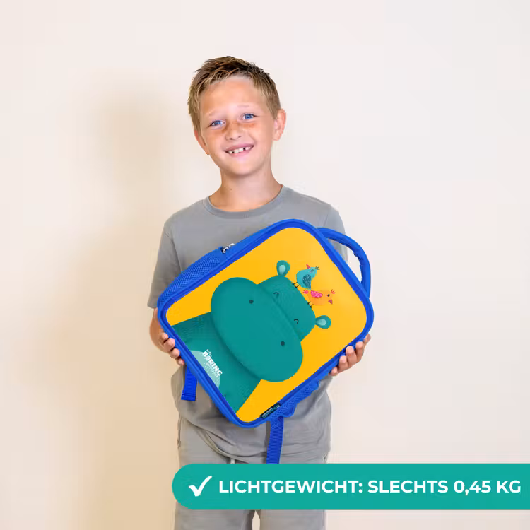 Kinderrugzak - Blauw - Nijlpaard - Vogels - Geel — 2