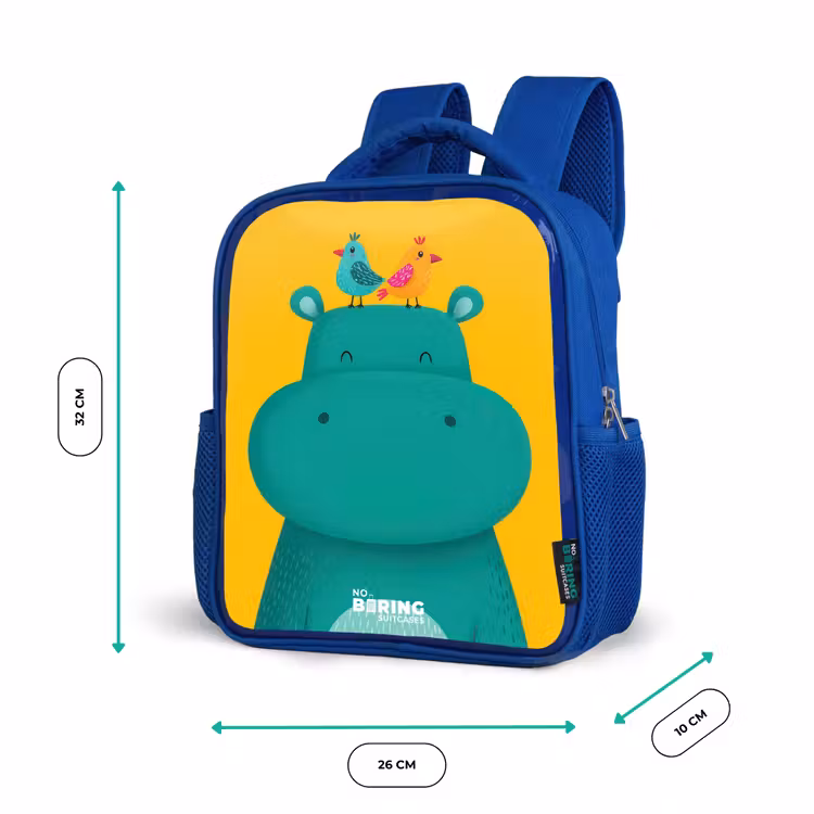 Kinderrugzak - Blauw - Nijlpaard - Vogels - Geel — 5