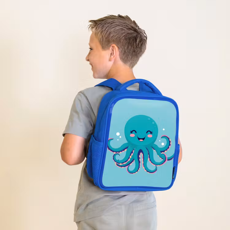 Kinderrugzak - Blauw - Octopus - Blauw - Gezicht — 3