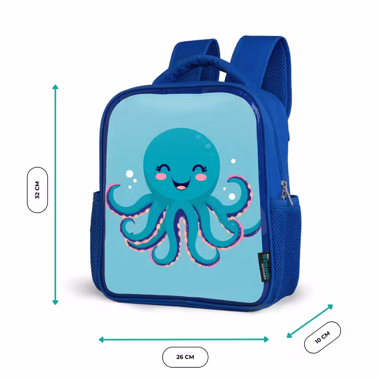 Kinderrugzak - Blauw - Octopus - Blauw - Gezicht — 5