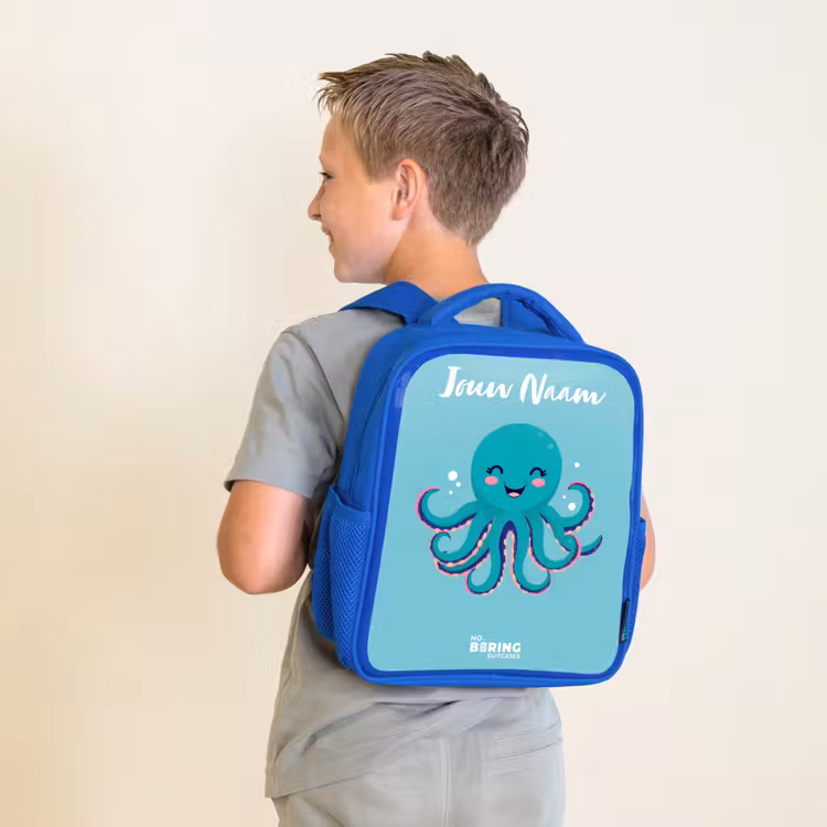 Kinderrugzak met naam - Blauw - Octopus - Water - Blauw — 3
