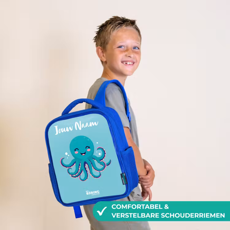 Kinderrugzak met naam - Blauw - Octopus - Water - Blauw — 4