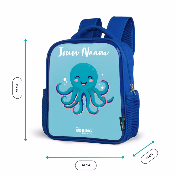 Kinderrugzak met naam - Blauw - Octopus - Water - Blauw — 5