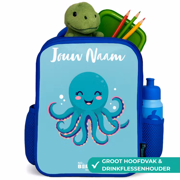 Kinderrugzak met naam - Blauw - Octopus - Water - Blauw — 6