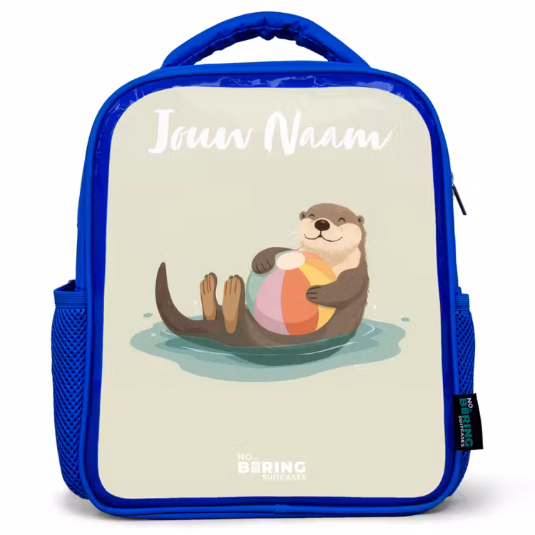 Kinderrugzak met naam - Blauw - Otter - Strandbal - Water — 1