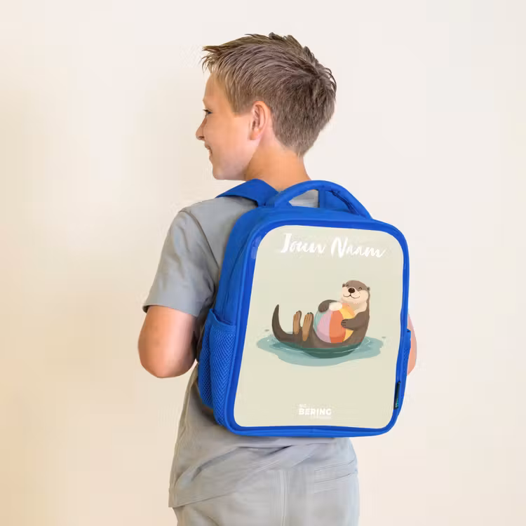 Kinderrugzak met naam - Blauw - Otter - Strandbal - Water — 3