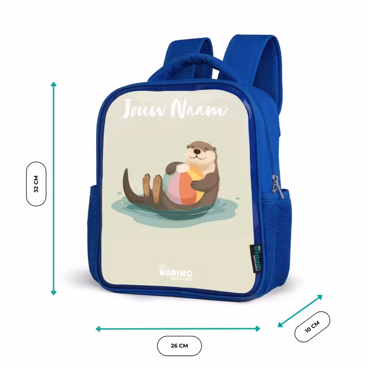 Kinderrugzak met naam - Blauw - Otter - Strandbal - Water — 5