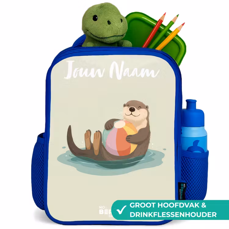 Kinderrugzak met naam - Blauw - Otter - Strandbal - Water — 6