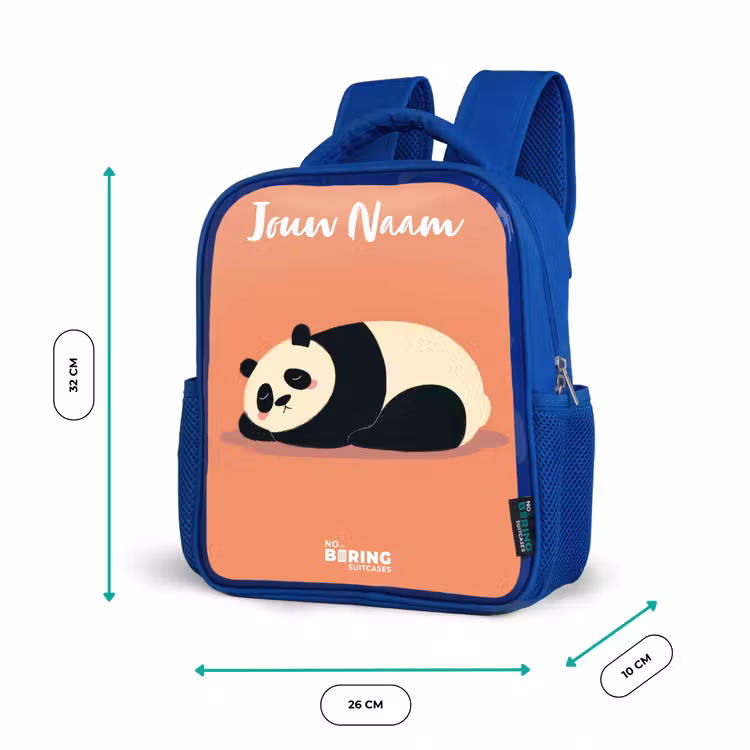 Kinderrugzak met naam - Blauw - Panda - Slapen - Oranje — 5
