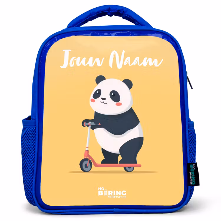 Kinderrugzak met naam - Blauw - Panda - Step - Geel — 1