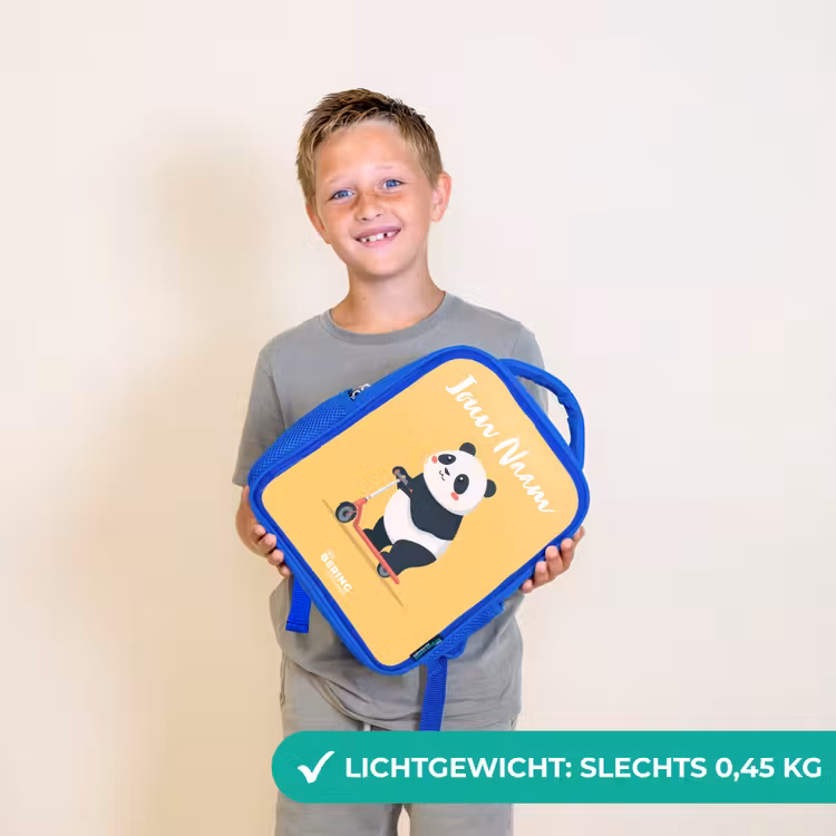 Kinderrugzak met naam - Blauw - Panda - Step - Geel — 2
