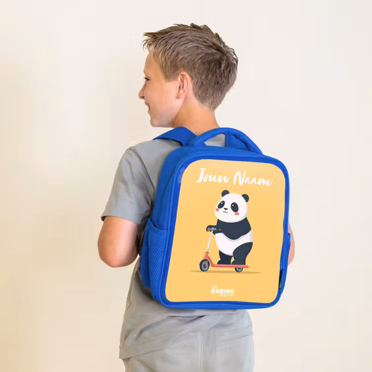 Kinderrugzak met naam - Blauw - Panda - Step - Geel — 3