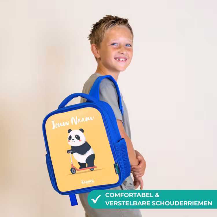 Kinderrugzak met naam - Blauw - Panda - Step - Geel — 4