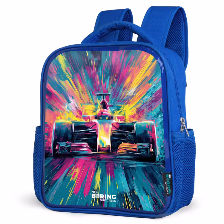 Kinderrugzak - Blauw - Raceauto - Explosie - Kleurrijk - Abstract — 7