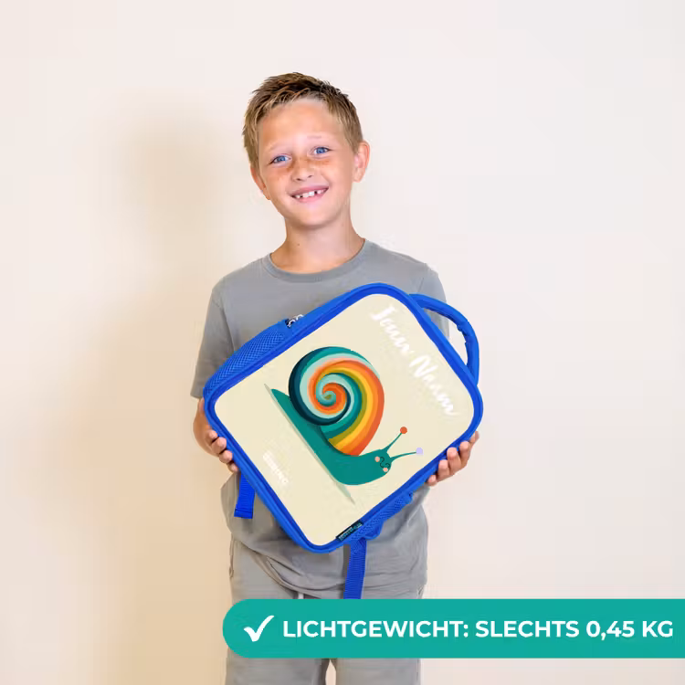 Kinderrugzak met naam - Blauw - Slak - Regenboog - Kleurrijk — 2