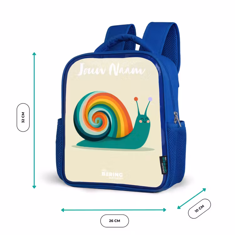 Kinderrugzak met naam - Blauw - Slak - Regenboog - Kleurrijk — 5