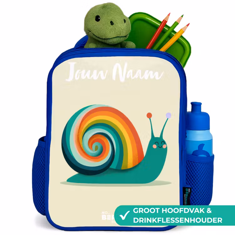 Kinderrugzak met naam - Blauw - Slak - Regenboog - Kleurrijk — 6
