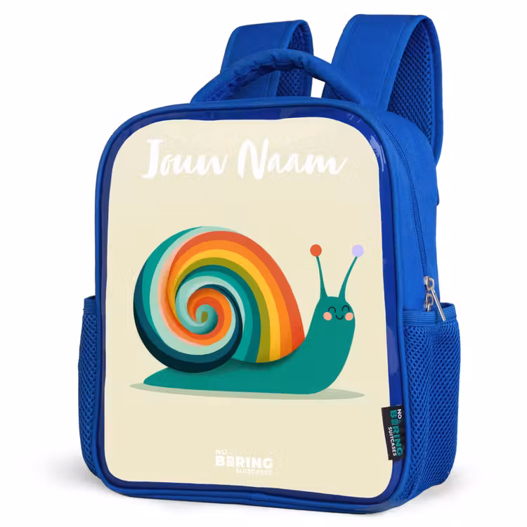 Kinderrugzak met naam - Blauw - Slak - Regenboog - Kleurrijk — 7