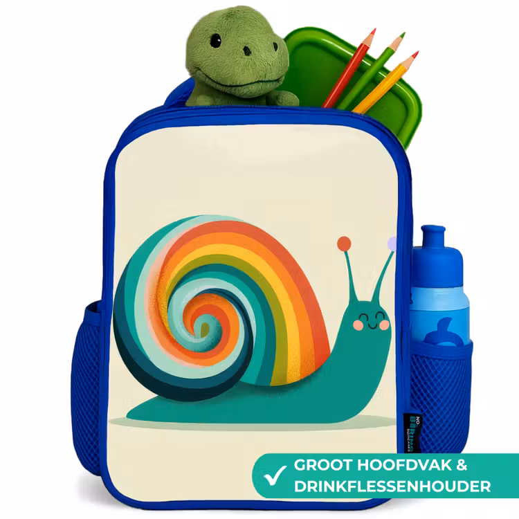 Kinderrugzak - Blauw - Slak - Regenboogschild - Groen — 6