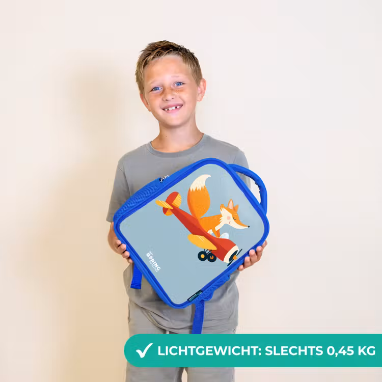 Kinderrugzak - Blauw - Vos - Vliegtuig - Vliegen — 2