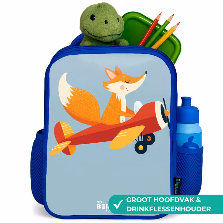 Kinderrugzak - Blauw - Vos - Vliegtuig - Vliegen — 6