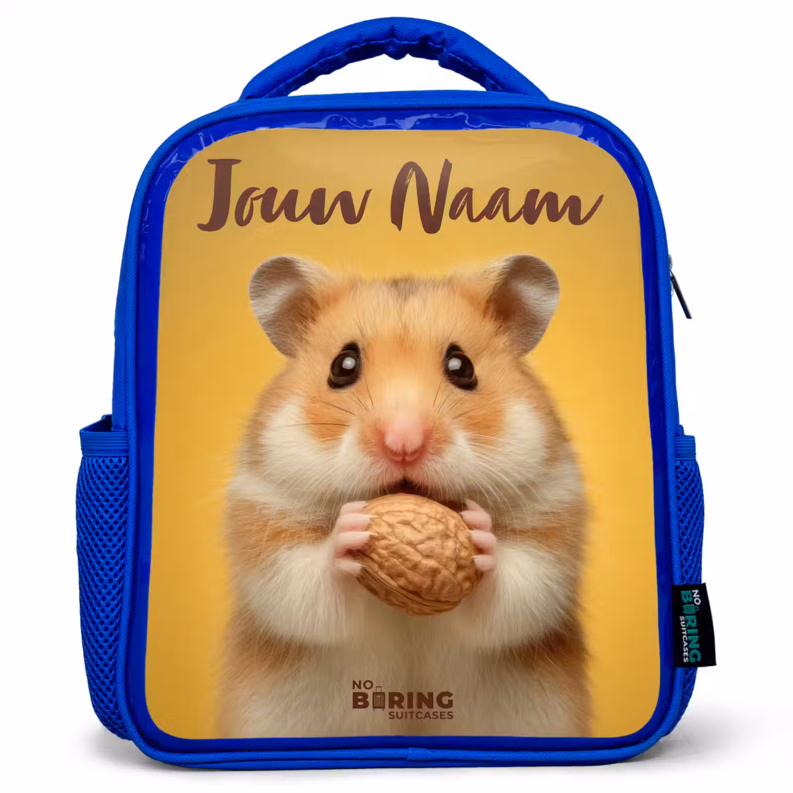 Kinderrugzak met naam - Blauw - Hamster - Walnoot - Dier — 1