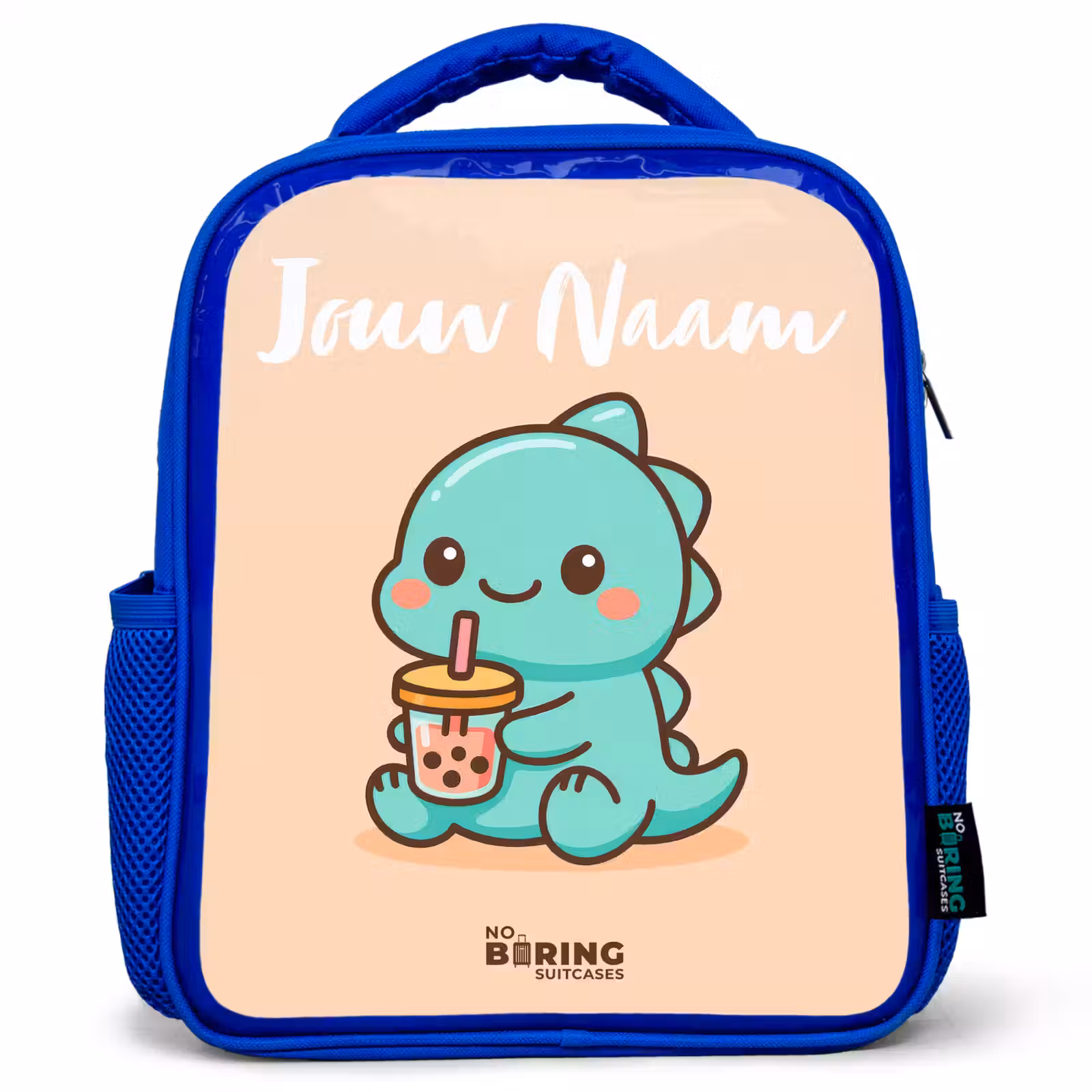 Kinderrugzak met naam - Blauw - Kawai - Dino - Bubbletea — 1